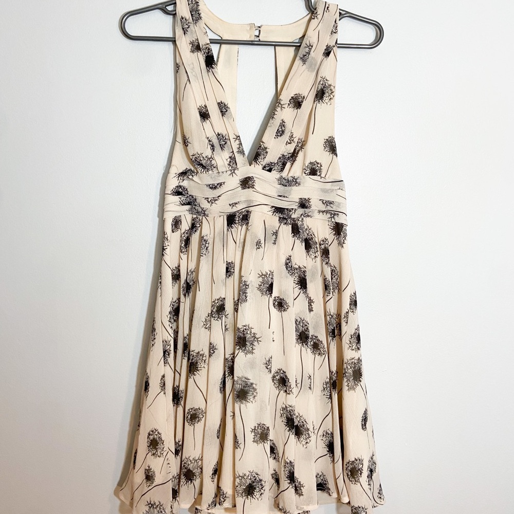 White and Black Floral Mini Dress